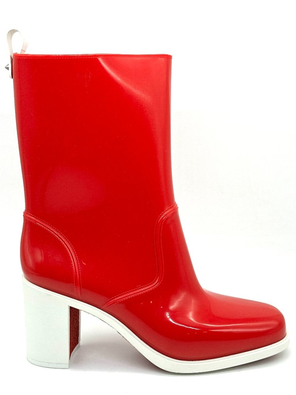 Christian Louboutin LOUBIRAIN 70 PVC Rubber Rain Rainboots Block Heel Boots - Picture 9 of 14